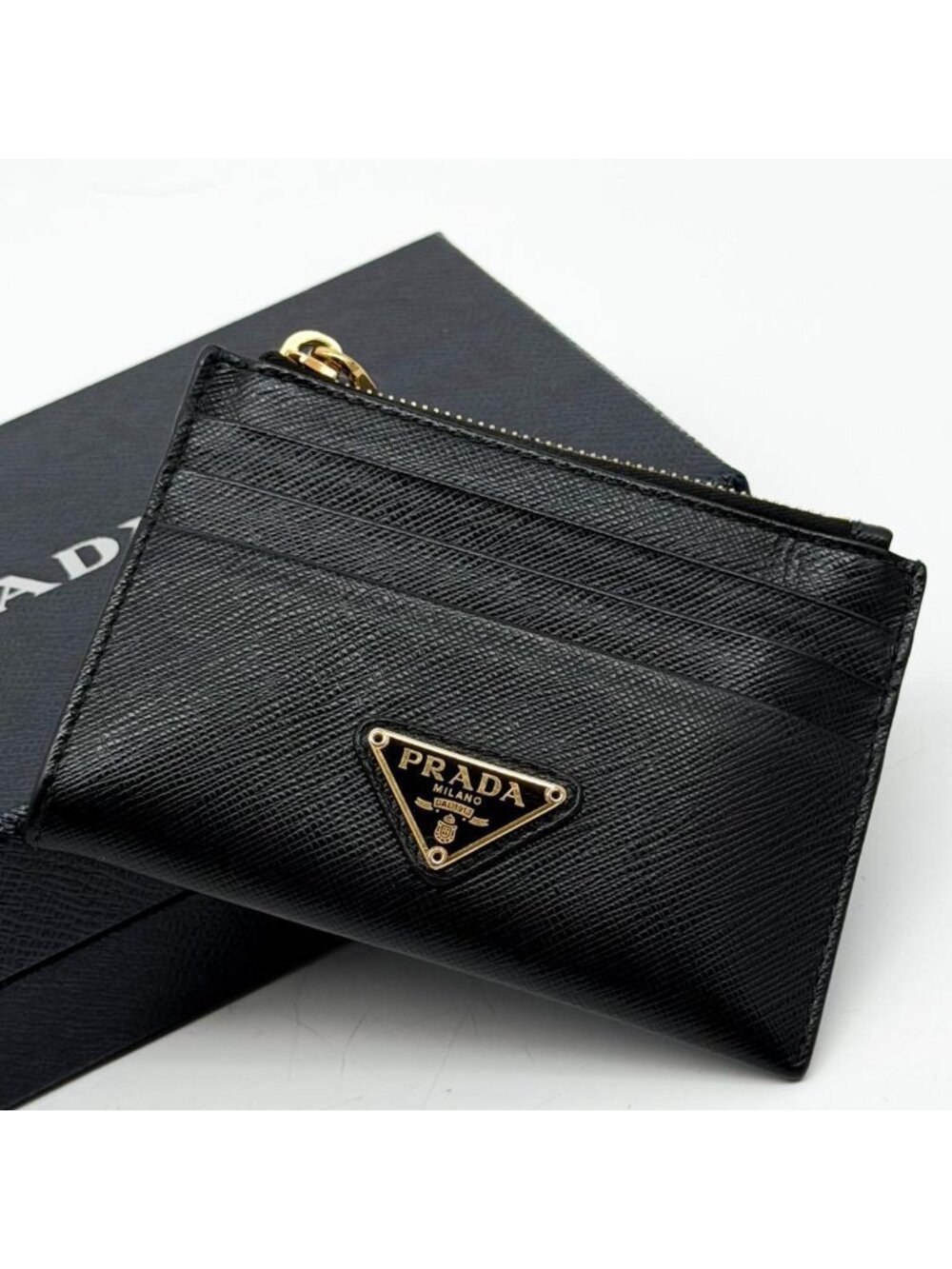 Prada IC Saffiano Triangle Fragment Case Card Holder